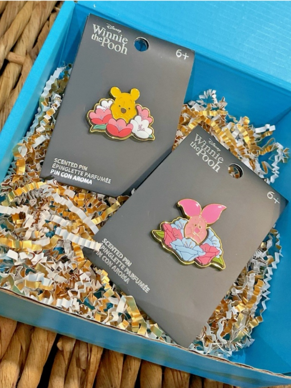 LOUNGEFLY Disney Winnie The Pooh & Piglet Floral Enamel Pin (2 Pcs Bundle)
